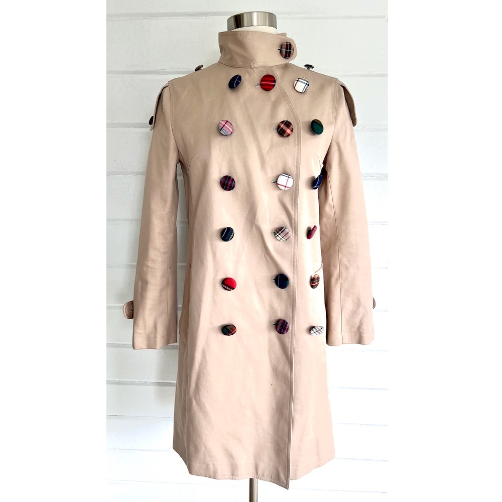 RAMDANE by Ramdame Touhami Trench Coat with Surplus Plaid Buttons - M - Picture 2 of 16